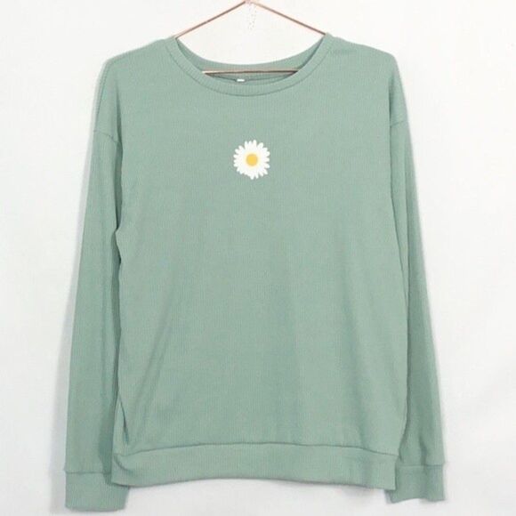 ASOS Daisy Rib Knit Long-sleeved Light Blue Top New without Tags Small Y2K 90's - Picture 1 of 5